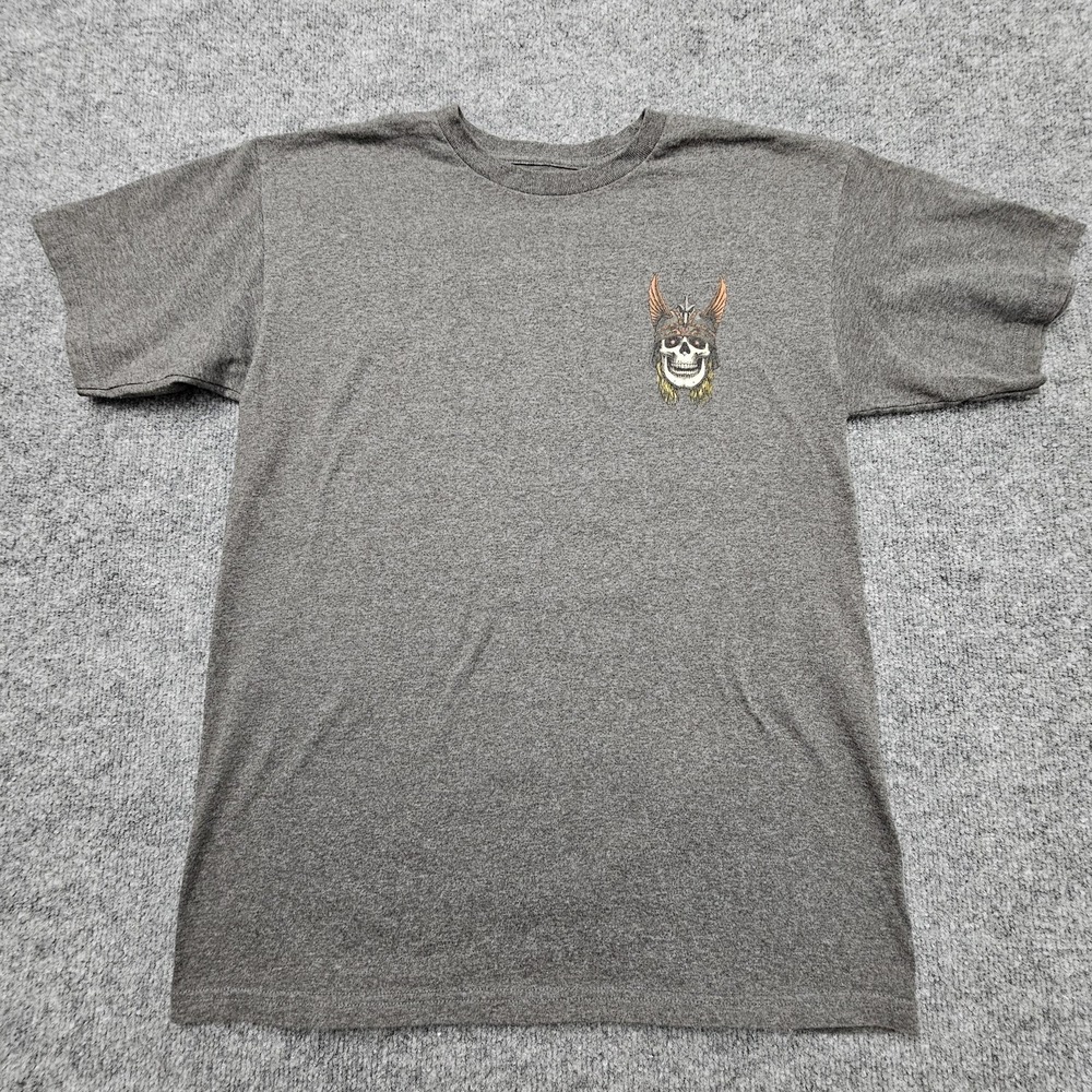 Powell Peralta Shirt Mens Medium Gray Viking Skull Graphic Skateboard Tee VCJ